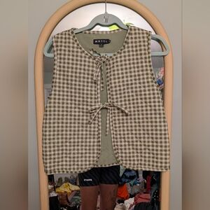 Motel Rocks Green and White Checkered Vest